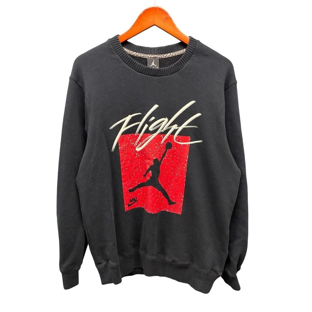 Nike Jordan Flight Sweatshirt Mens L Black Jumpman Graphic Fleece Streetwear